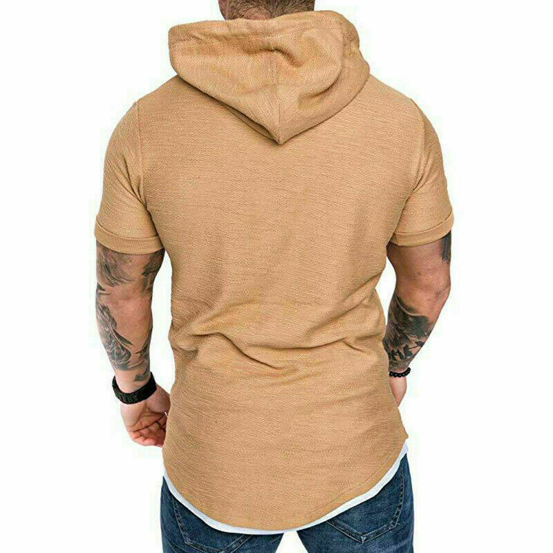mens short sleeve hooded shirt